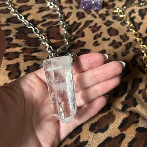 Crystal Pendant Necklace with Silver Chain